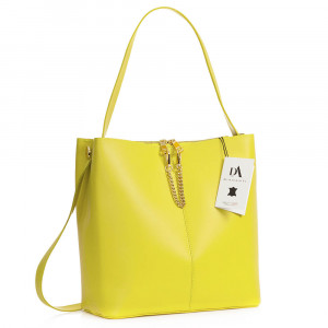 Geanta dama din piele naturala DiAmanti Ysabelle Limone